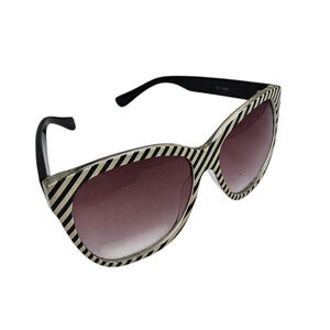 A.J. Morgan Womens Plastic Frame Mod style Sunglasses Black White Striped